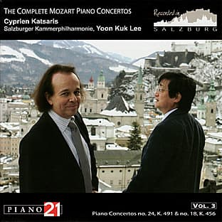 Album cover art for The Complete Mozart Piano Concertos, Vol. 3, No. 24, K. 491 & No. 18, K. 456