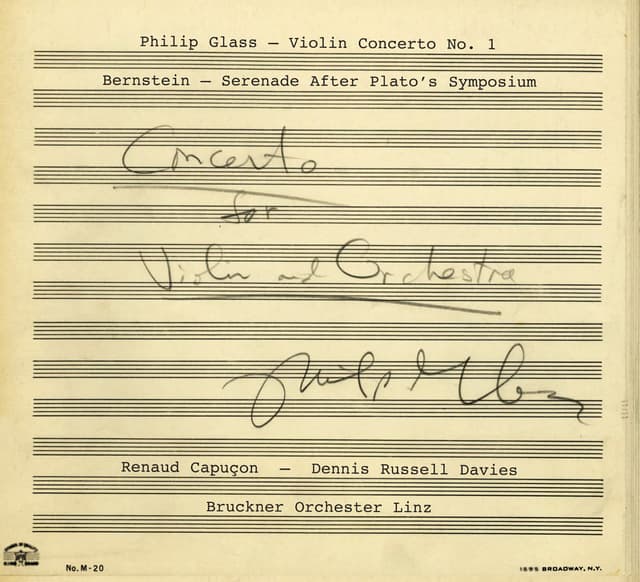 Album cover art for Glass: Violin Concerto No. 1 - Bernstein: Serenade After Plato's Symposium