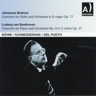 Album cover art for Brahms: Concerto for Violin and Orchestra in D Major, Op. 77 - Beethoven: Concerto for Piano and Orchestra No. 3 in C Minor, Op. 37