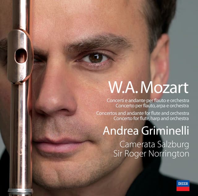 Album cover art for Andrea Griminelli Plays Mozart