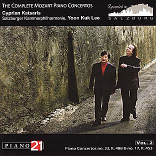 Album cover art for The Complete Mozart Piano Concertos, Vol. 2, No. 23, K. 488 & No. 17, K. 453