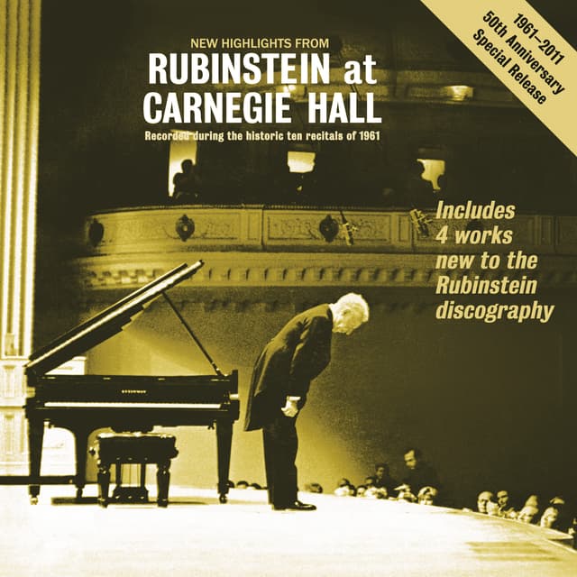 Album cover art for New Highlights from "Rubinstein at Carnegie Hall" - Recorded During the Historic 10 Recitals of 1961