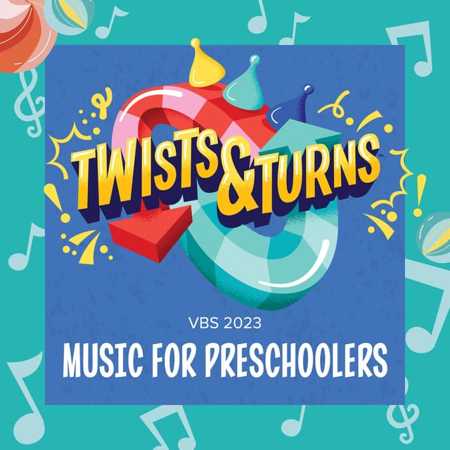 Album cover art for Twists & Turns Music for Preschoolers VBS 2023