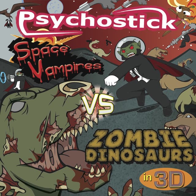 Album cover art for Space Vampires Vs. Zombie Dinosaurs In 3-D