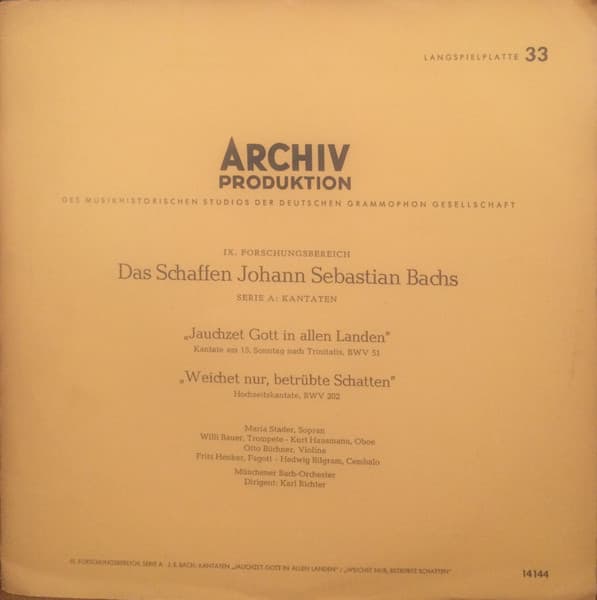 Album cover art for Johann Sebastian Bach: Cantata BWV 51 Jauchzet Gott In Allen Landen - Hochzeitskantate, BWV 202 Weichet Nur, Betrübte Schatten