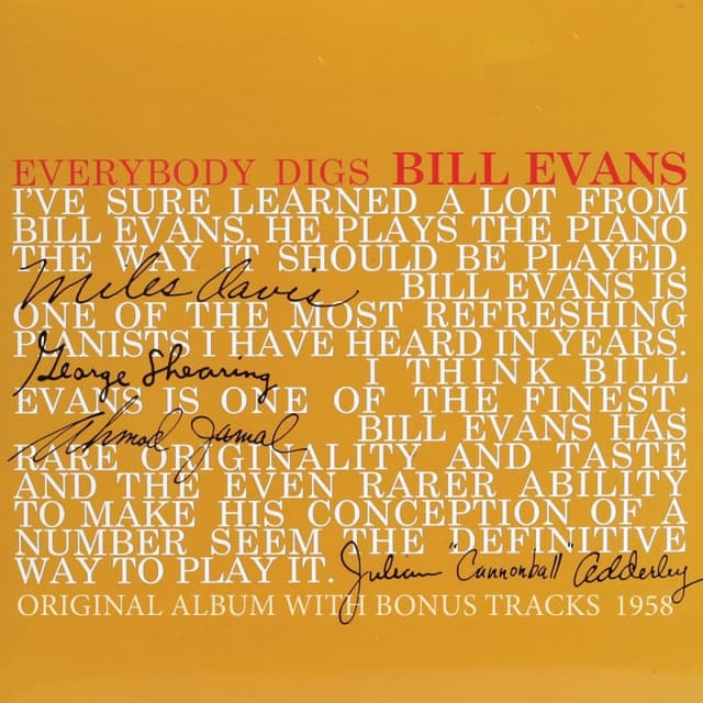 Album cover art for Everybody Digs Bill Evans